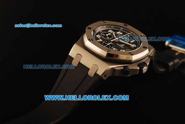 Audemars Piguet Royal Oak Offshore Grey Themes Swiss Valjoux 7750 Titanium Case with Grey Dial and Rubber Strap - Run 12@Sec - Click Image to Close